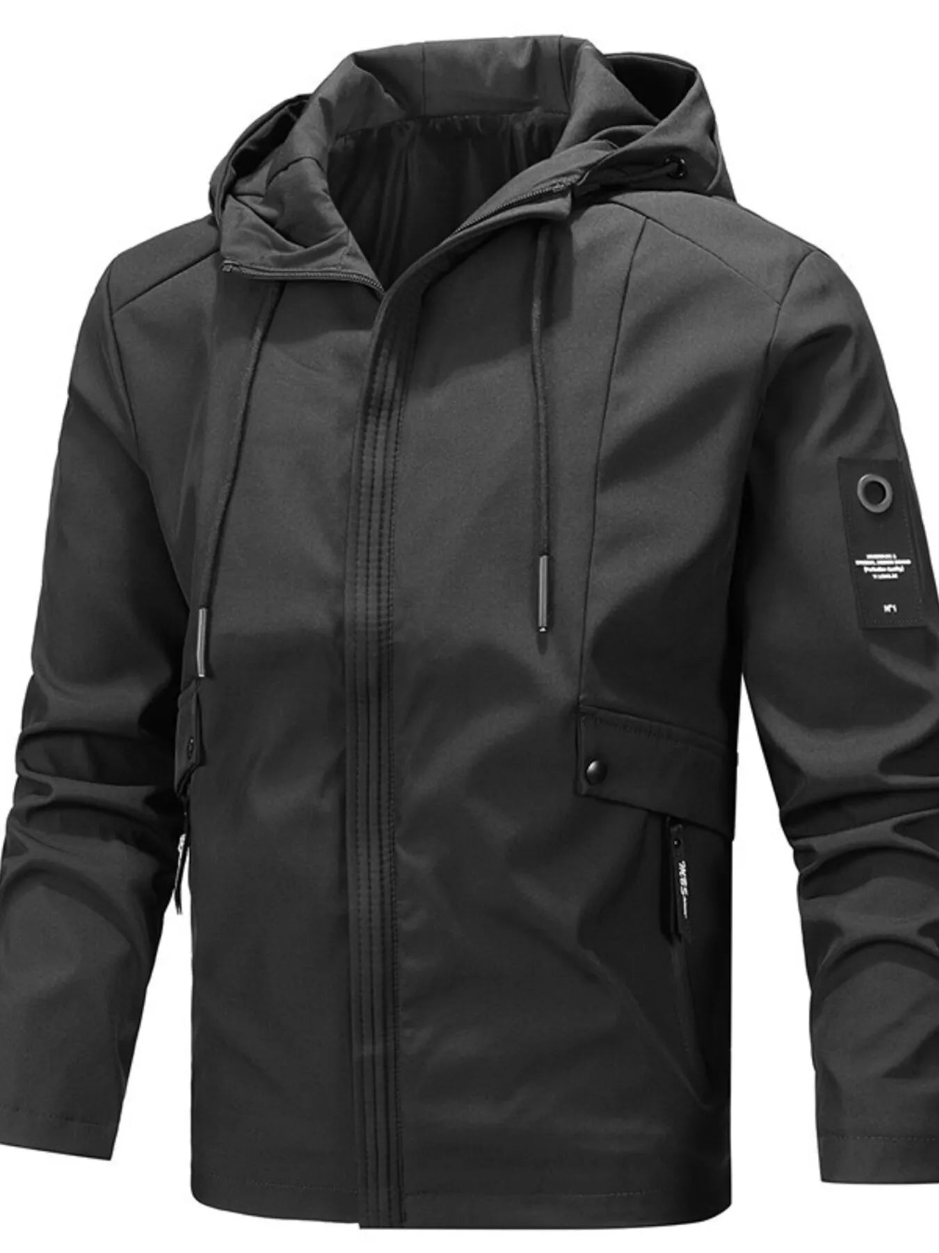 Men's Lightweight Nylon Zip Jacket with Pockets - cas7m