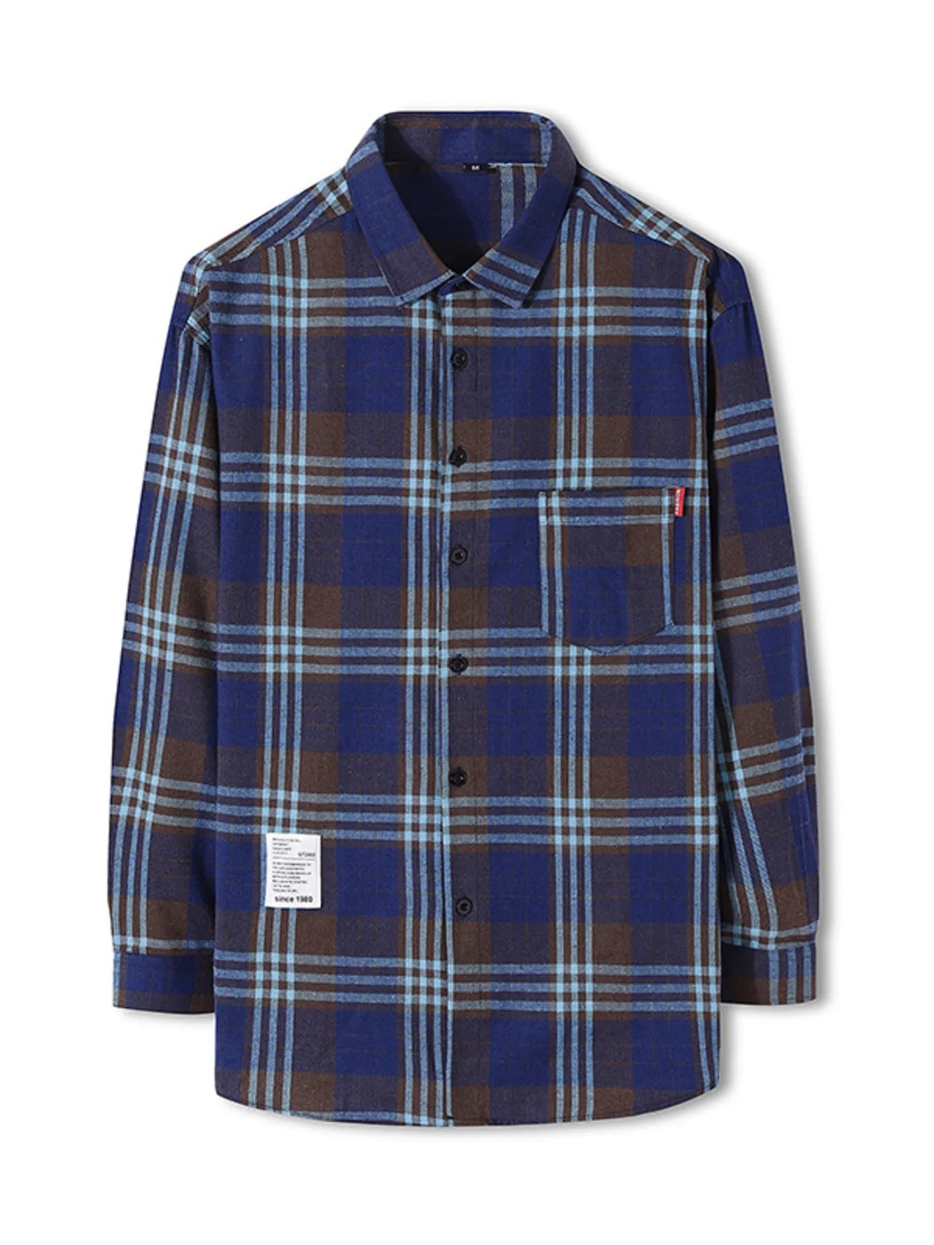 Men's Plus Size Classic Plaid Long Sleeve Shirt - cas7m