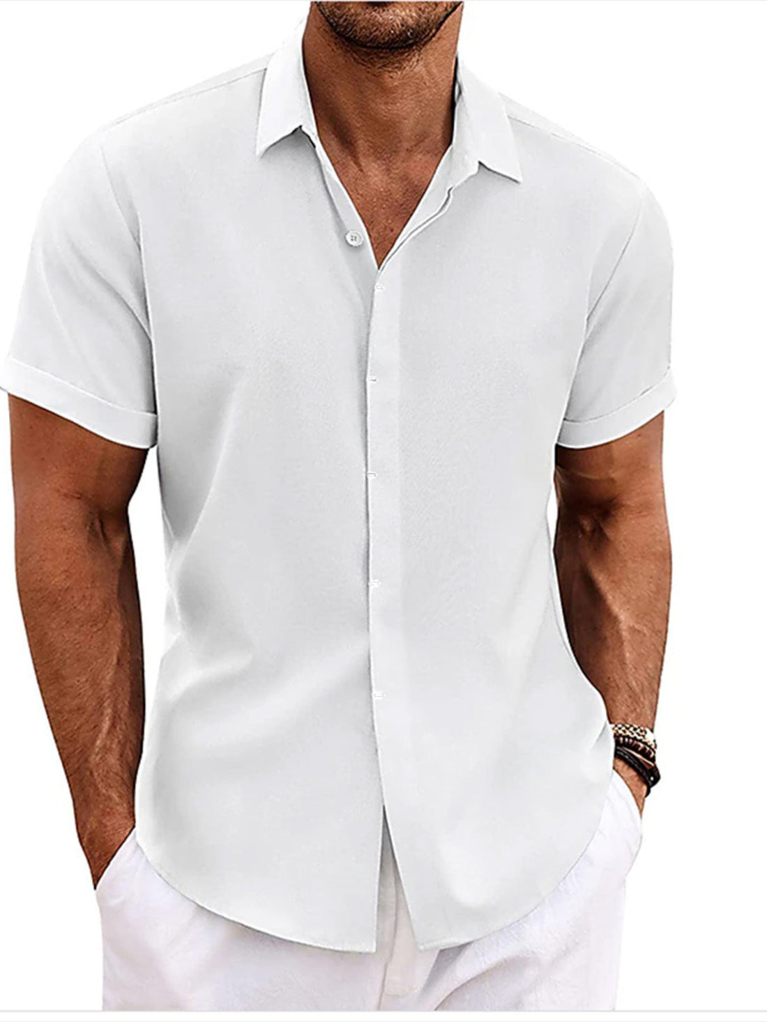 Men's Full Size Casual Short Sleeve Button-Down Shirt Plus Size - cas7m