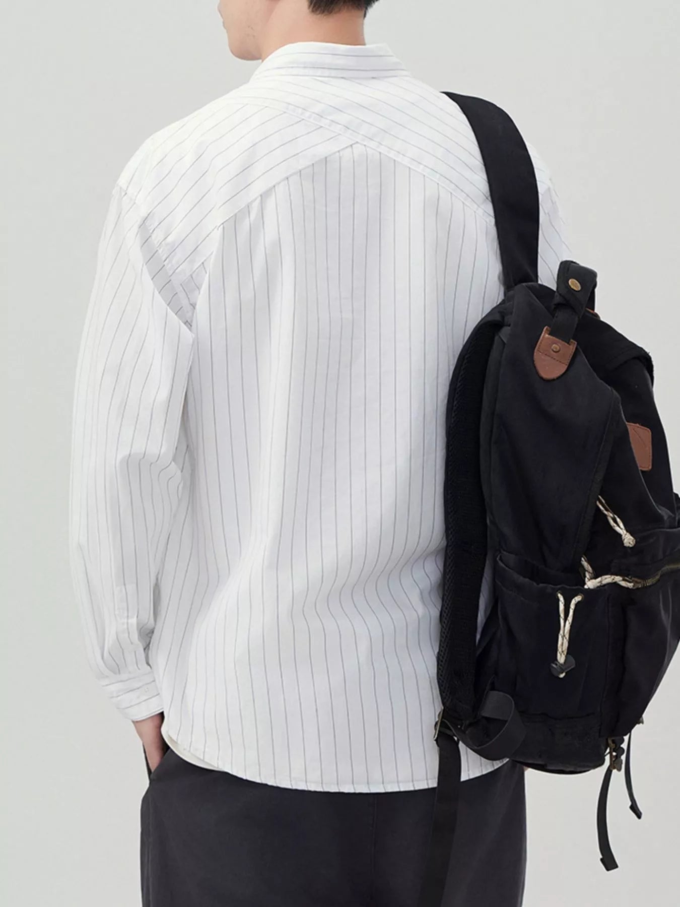 Men's Plus Size Striped Button Up Long Sleeve Shirt - cas7m