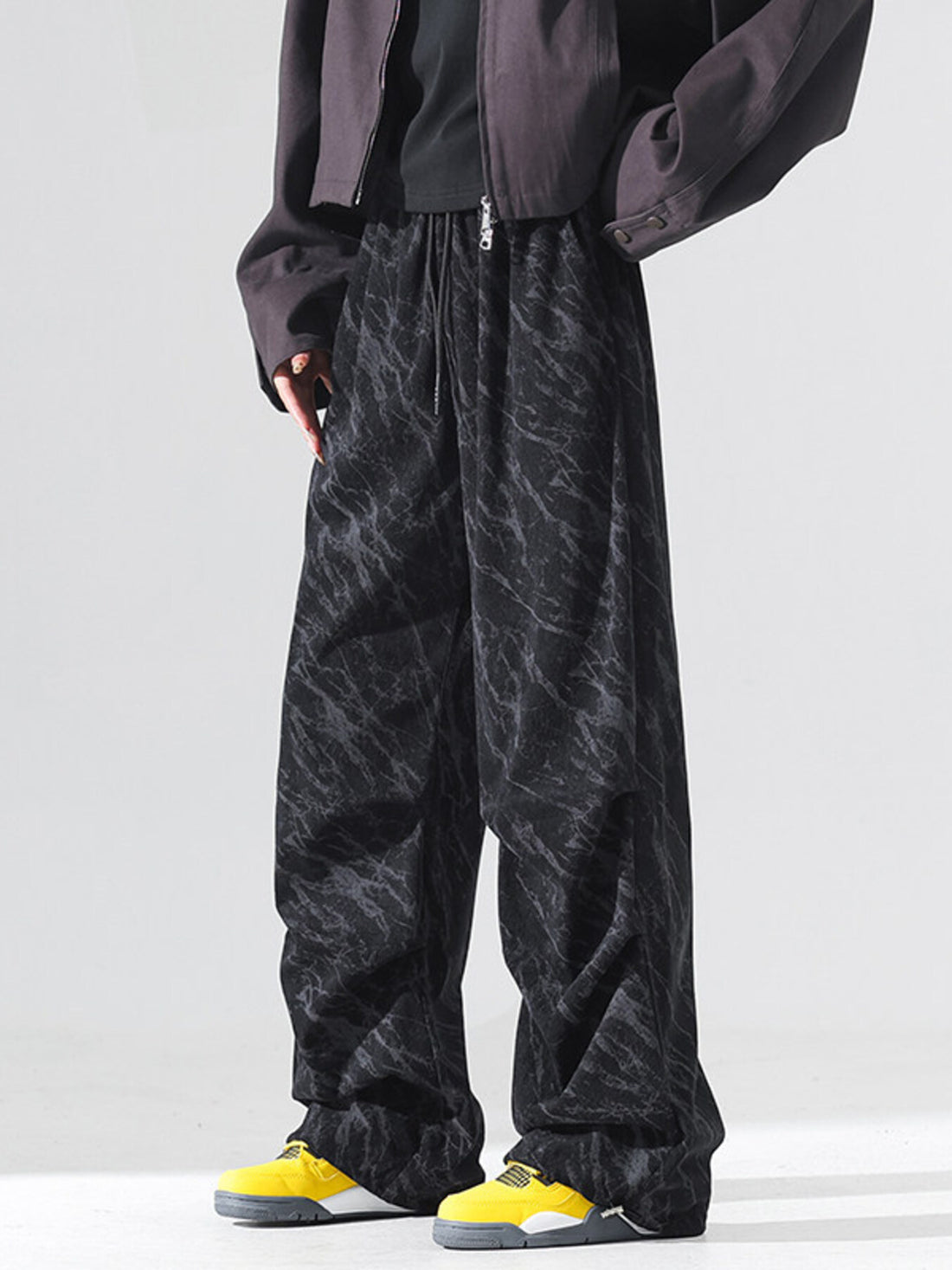 Men's Plus Size Vintage Wash Wide Leg Pants - cas7m