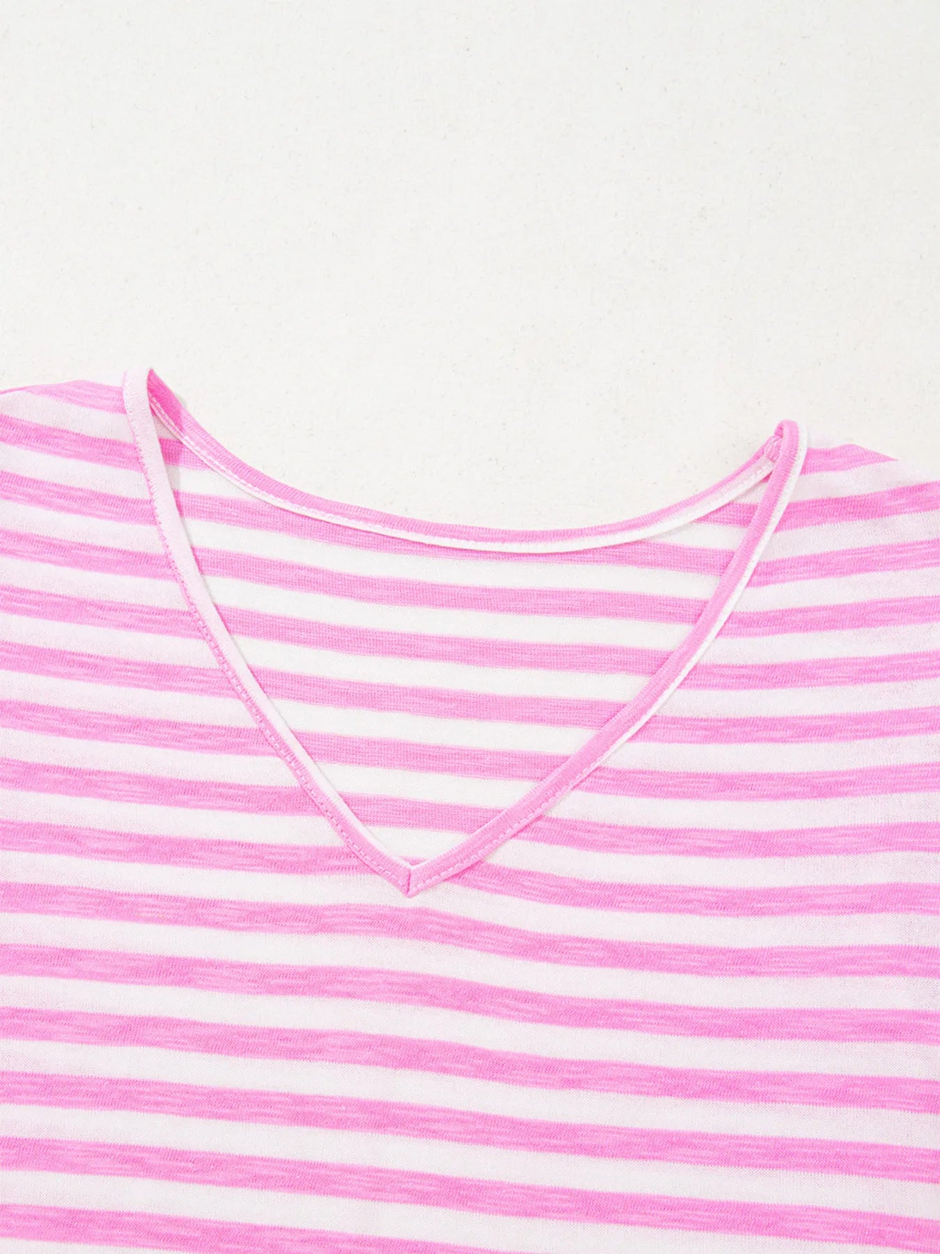 Striped V-Neck T-Shirt - cas7m