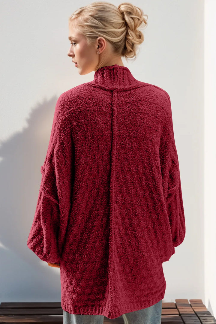 Double Take Full Size Open Front Long Sleeve Cardigan - cas7m
