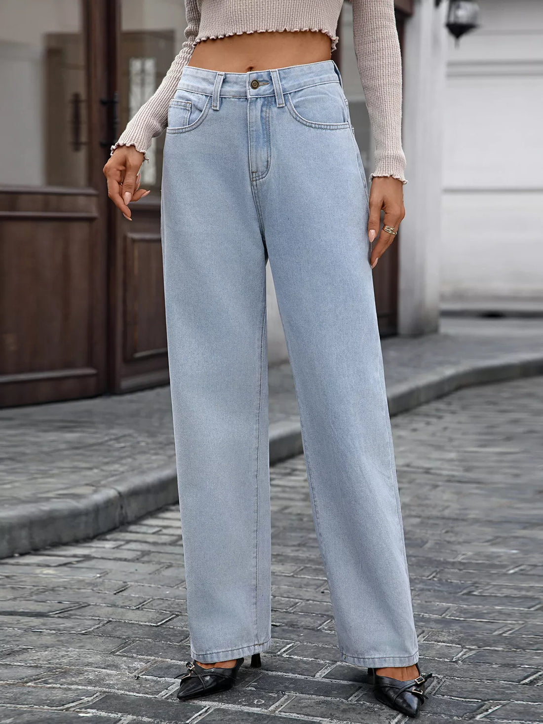 High Waisted Wide Leg Jeans - cas7m