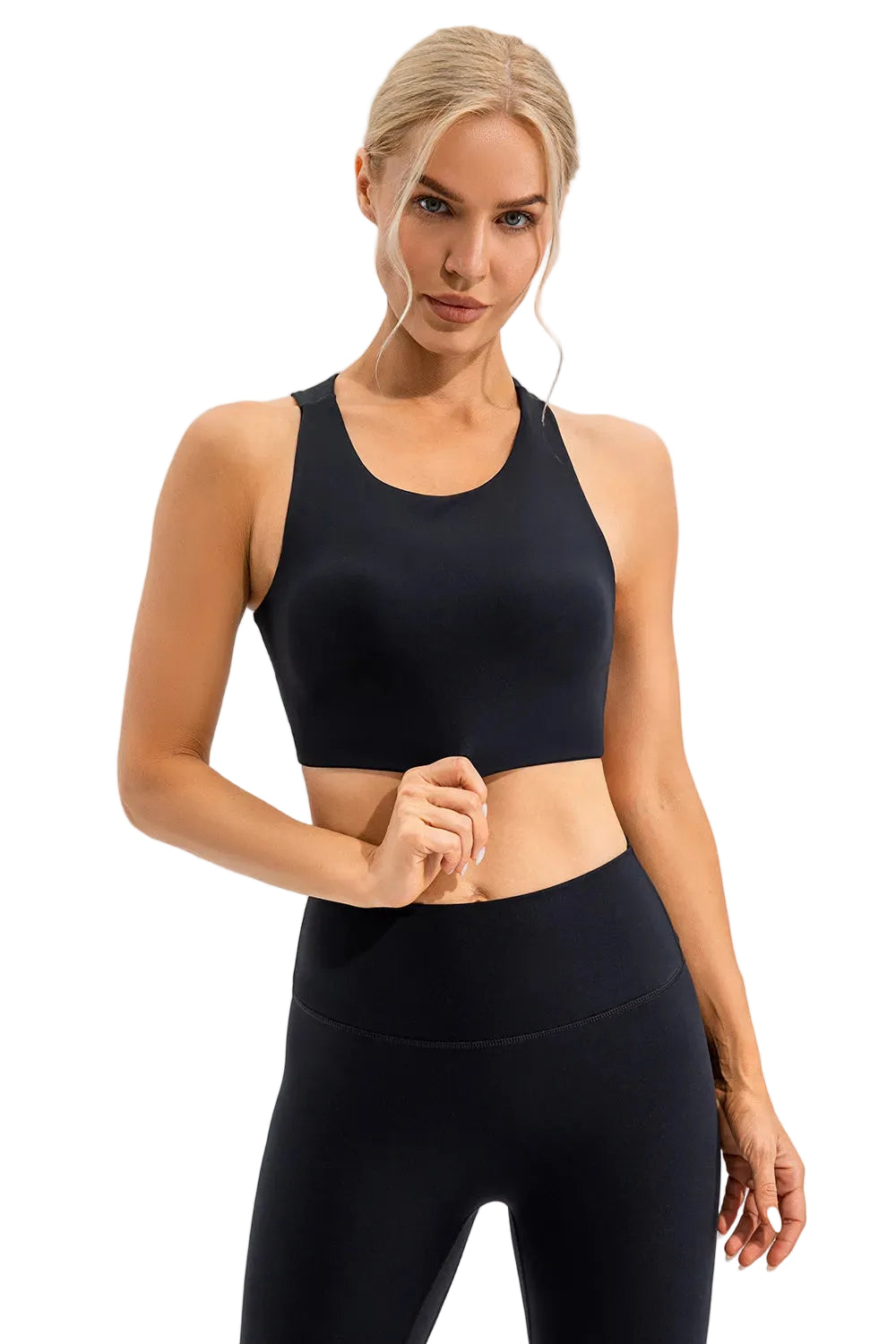 Round Neck Cutout Cropped Active Tank - cas7m