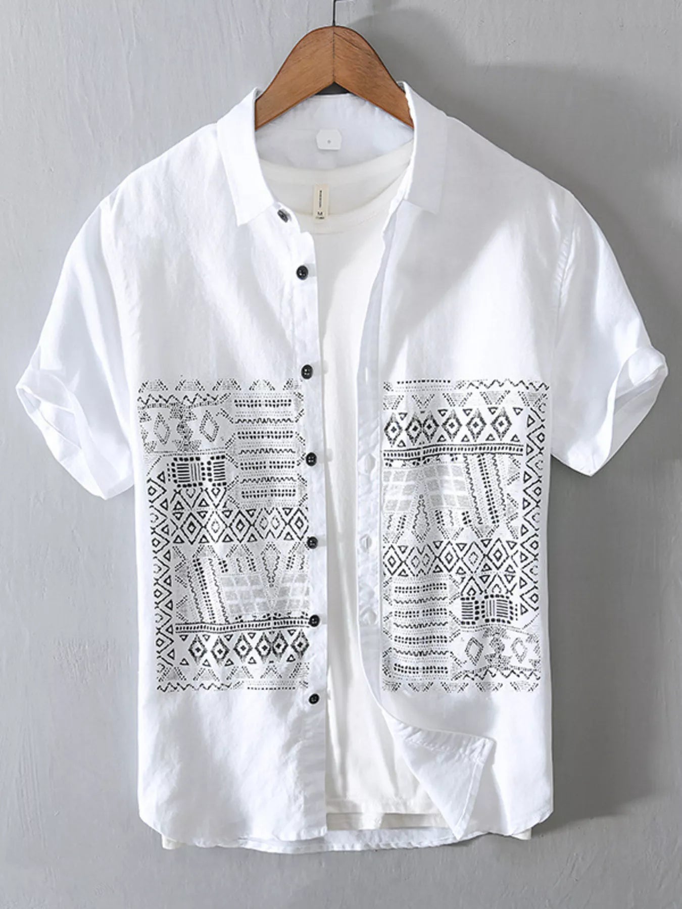 Men's Full Size Button Up Short Sleeve Shirt Plus Size - cas7m