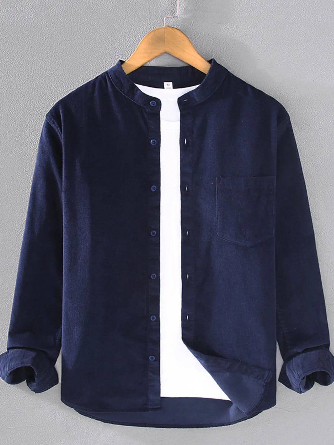 Men's Plus Size Button Up Long Sleeve Shirt - cas7m