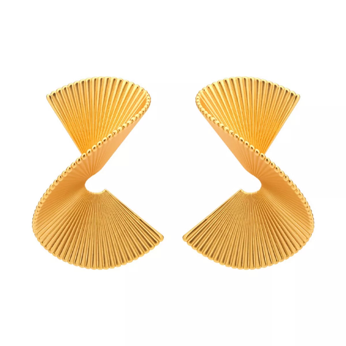 18K Gold-Plated Copper Fan-Shaped Earrings - cas7m