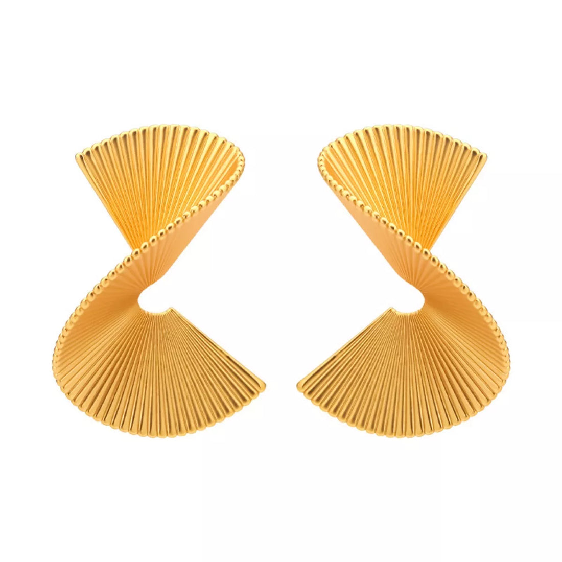 18K Gold-Plated Copper Fan-Shaped Earrings - cas7m