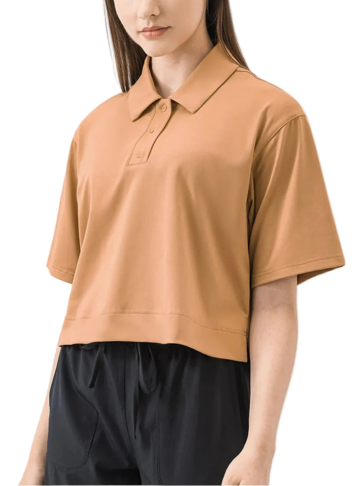 Millennia Half Button Short Sleeve Active T-Shirt - cas7m