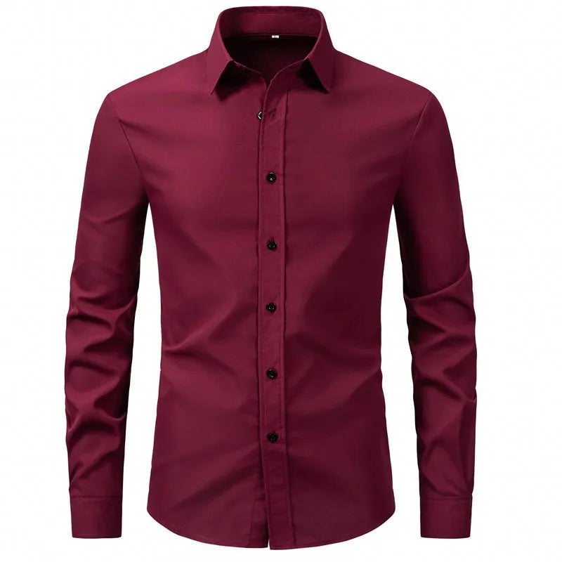 Men's Plus Size Button Up Long Sleeve Shirt - cas7m