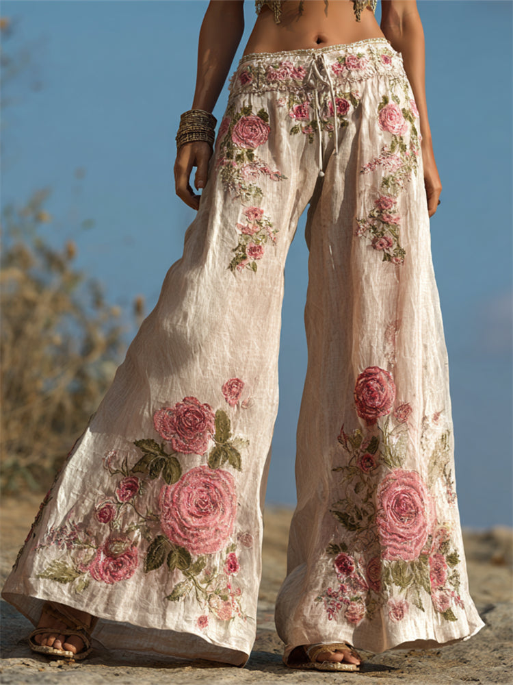 Womens Retro Casual Versatile Wide-leg Pants - cas7m