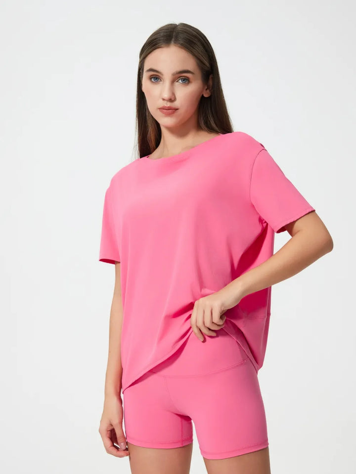 Millennia Round Neck Short Sleeve Active T-Shirt - cas7m