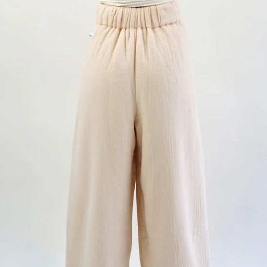 Large Size Summer Silk Ice Wide Leg Pants Women's High Waist Slimming Loose - cas7m