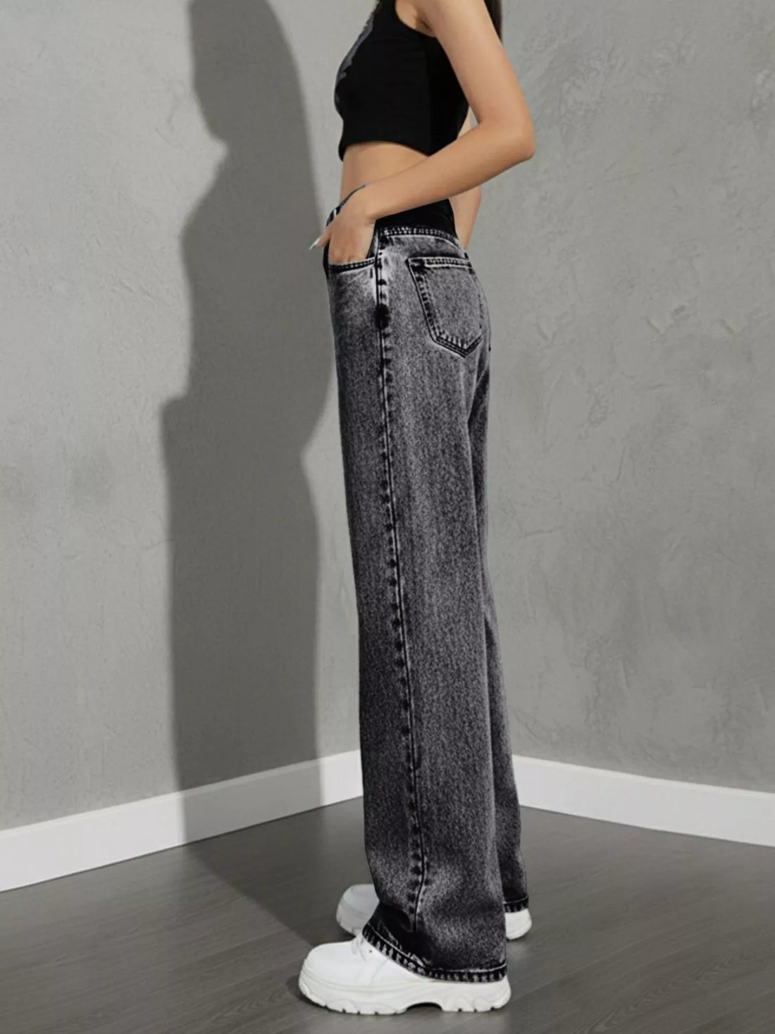 High Waist Wide Leg Jeans - cas7m