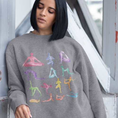 Yoga Theme Crewneck Sweatshirt - cas7m