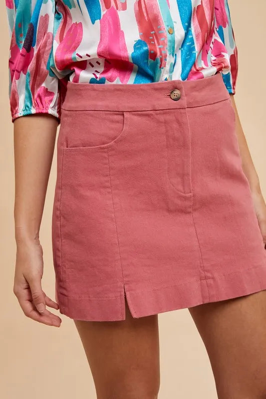 Annie Wear Comfort Stretch Cotton Slit Detailed Mini Skirt - cas7m