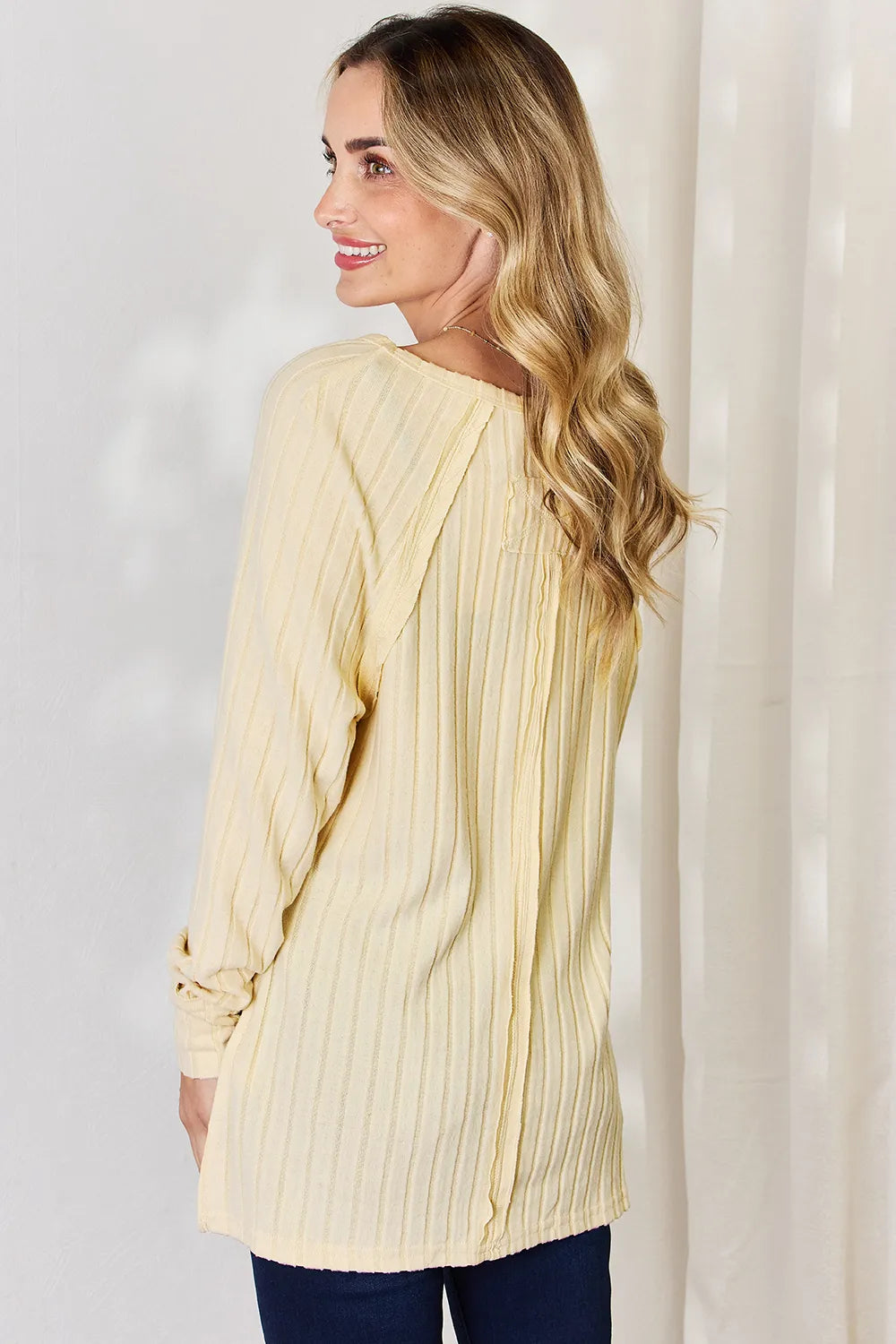 Ribbed Basic Stretch Top – Versatile & Comfy Poly Blend - cas7m