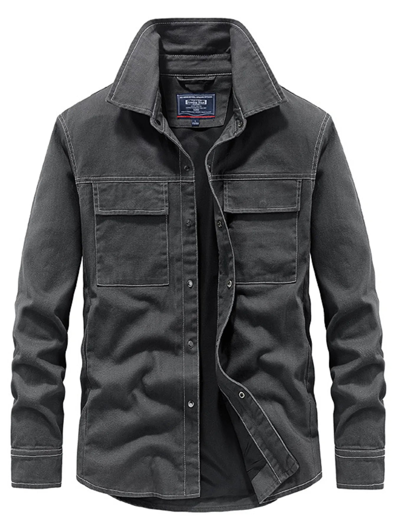 Men's Plus Size Button Up Long Sleeve Shirt - cas7m