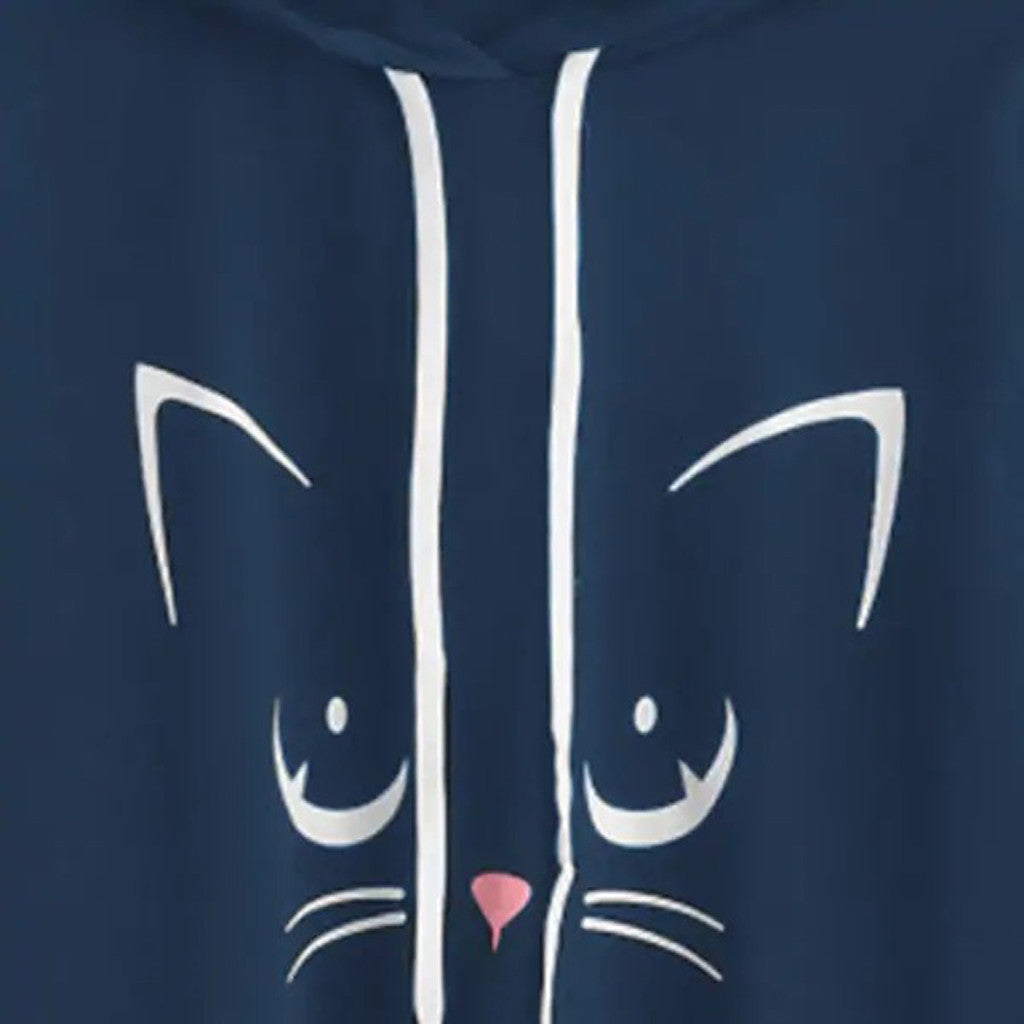 Printed long sleeve loose hoodie - cas7m
