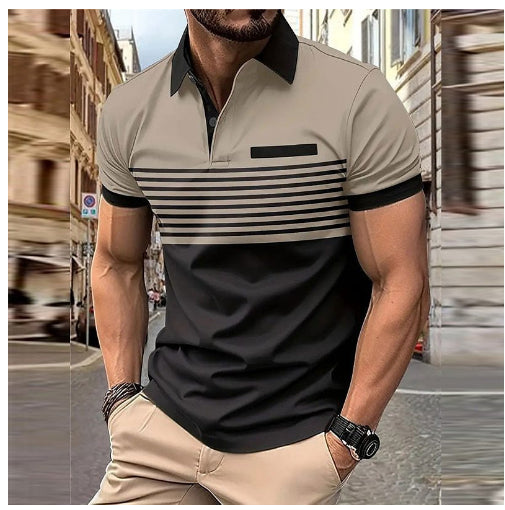 Casual Striped Shirt With Chest Pocket Men Clothing - cas7m