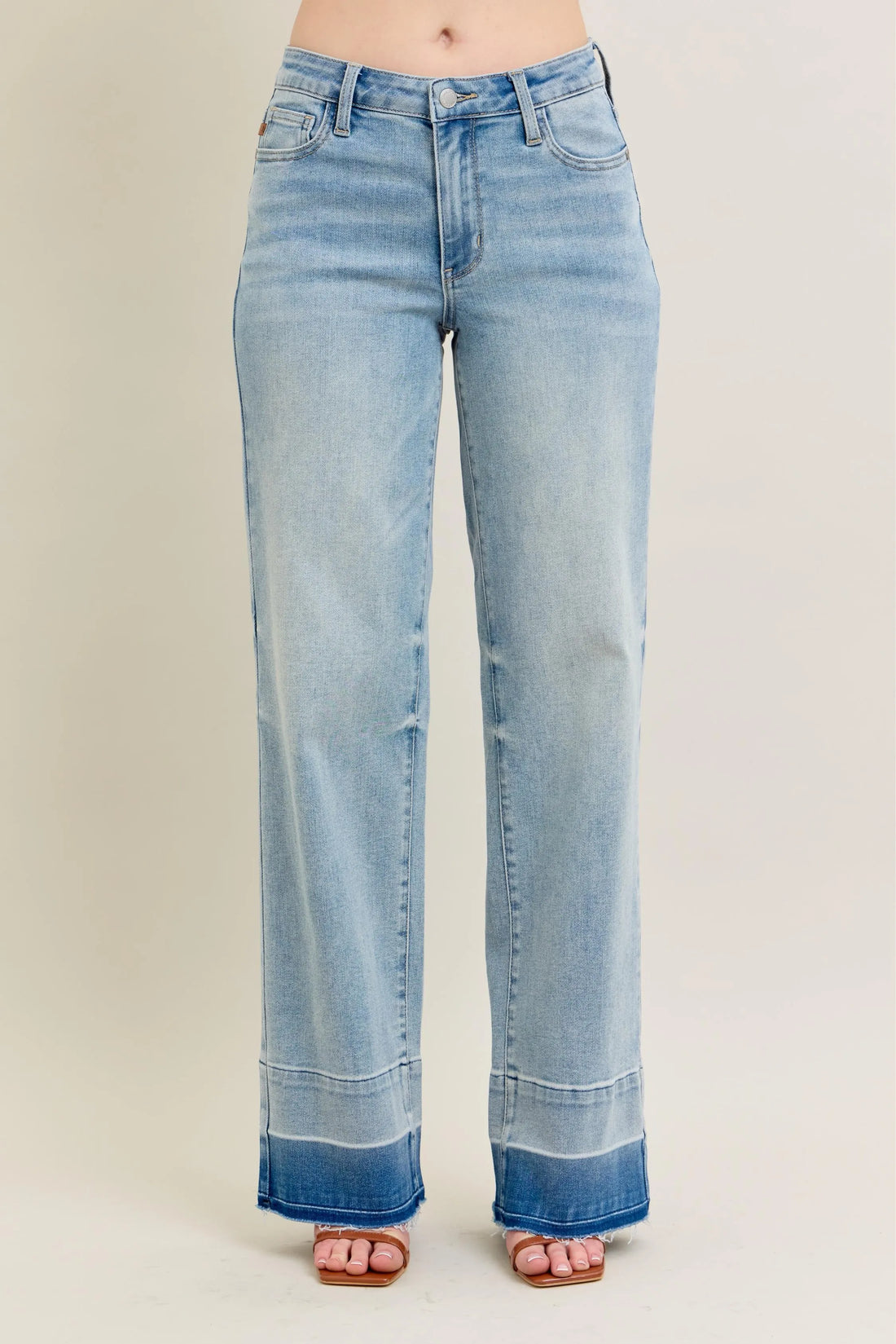 Judy Blue Full Size Mr Release Hem Wide Leg Jeans Plus Size - cas7m