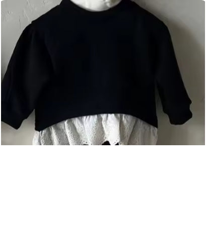 Girls' Velvet Padded Bottoming Shirt Leggings Two-piece Set - cas7m