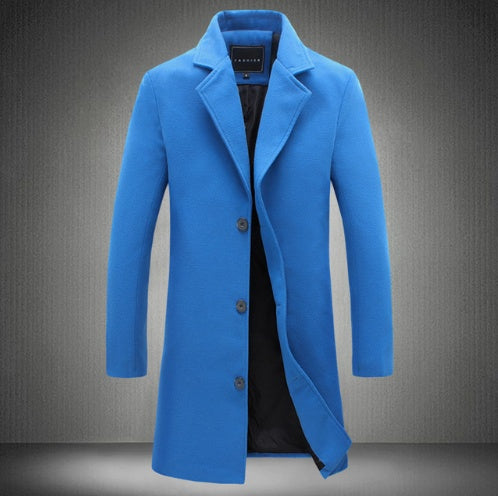 Autumn And Winter New Mens Solid Color Casual Business Woolen Coats - cas7m