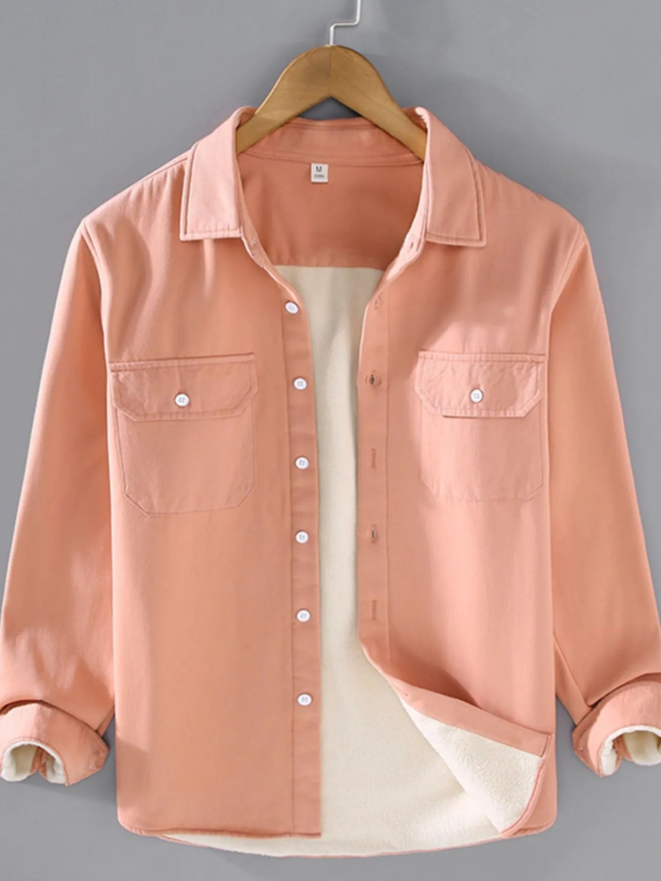 Men's Plus Size Button Up Long Sleeve Shirt - cas7m