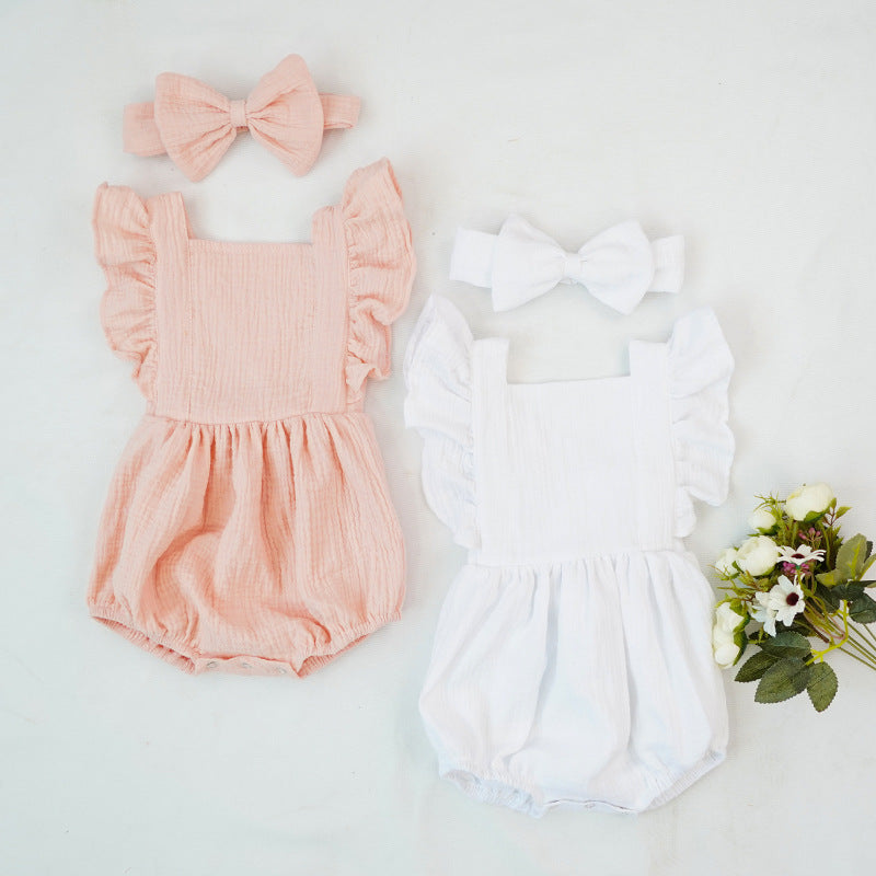 Ruffled short-sleeved girl romper wrinkle bag fart clothing - cas7m