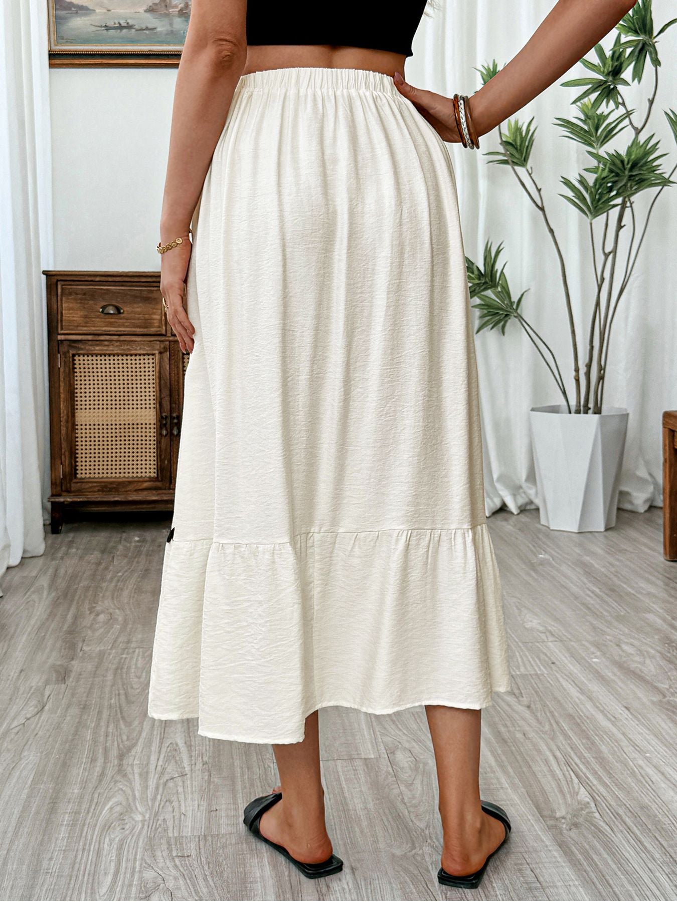 Tiered Flowy Midi Skirt - cas7m