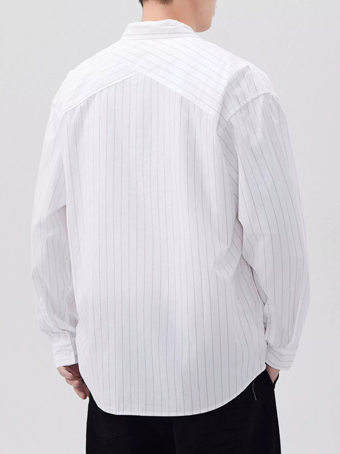 Men's Plus Size Striped Button Up Long Sleeve Shirt - cas7m