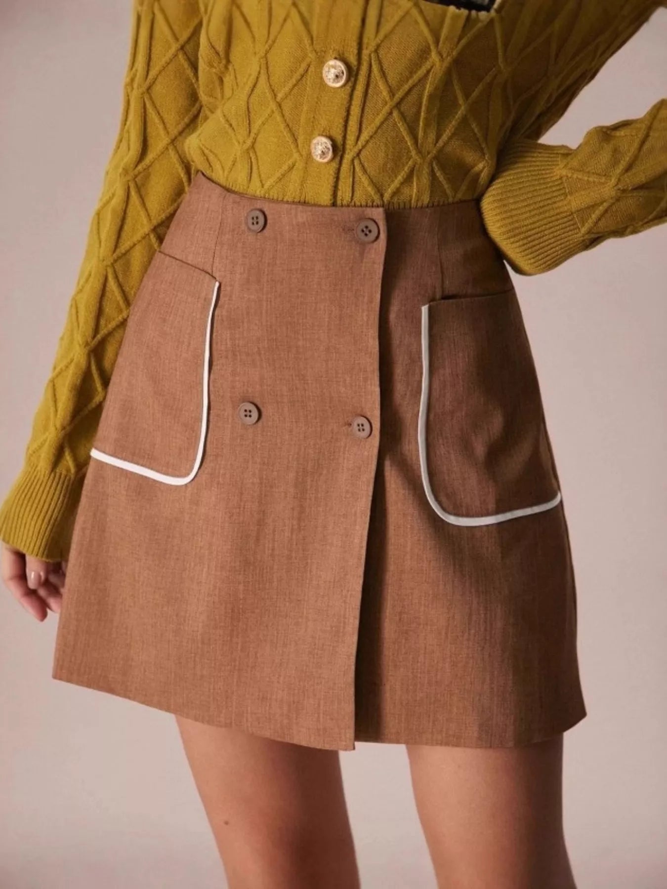Button-Front Mini Skirt - cas7m