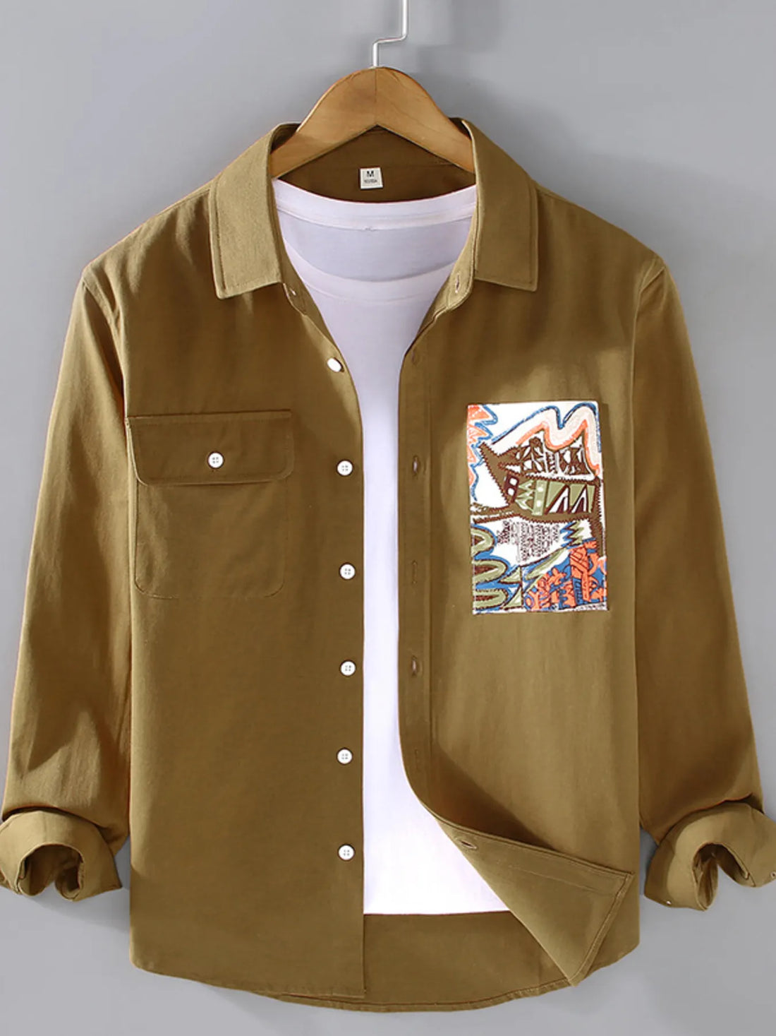 Men's Plus Size Button Up Long Sleeve Shirt - cas7m