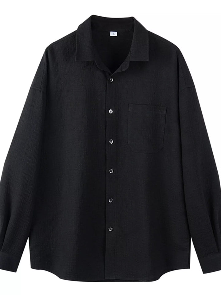 Men's Plus Size Button Up Long Sleeve Shirt - cas7m