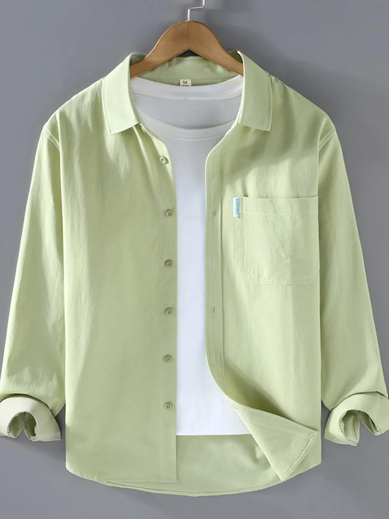 Men's Plus Size Long Sleeve Button-Up Shirt - cas7m