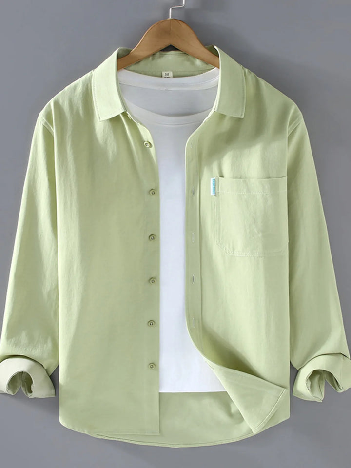 Men's Plus Size Long Sleeve Button-Up Shirt - cas7m