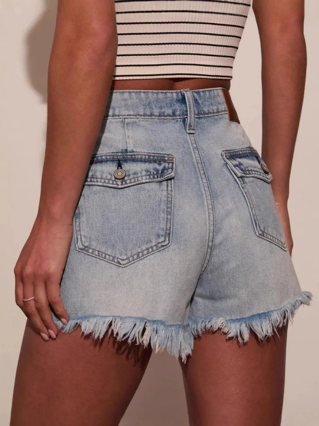 Raw Hem Denim Shorts - cas7m