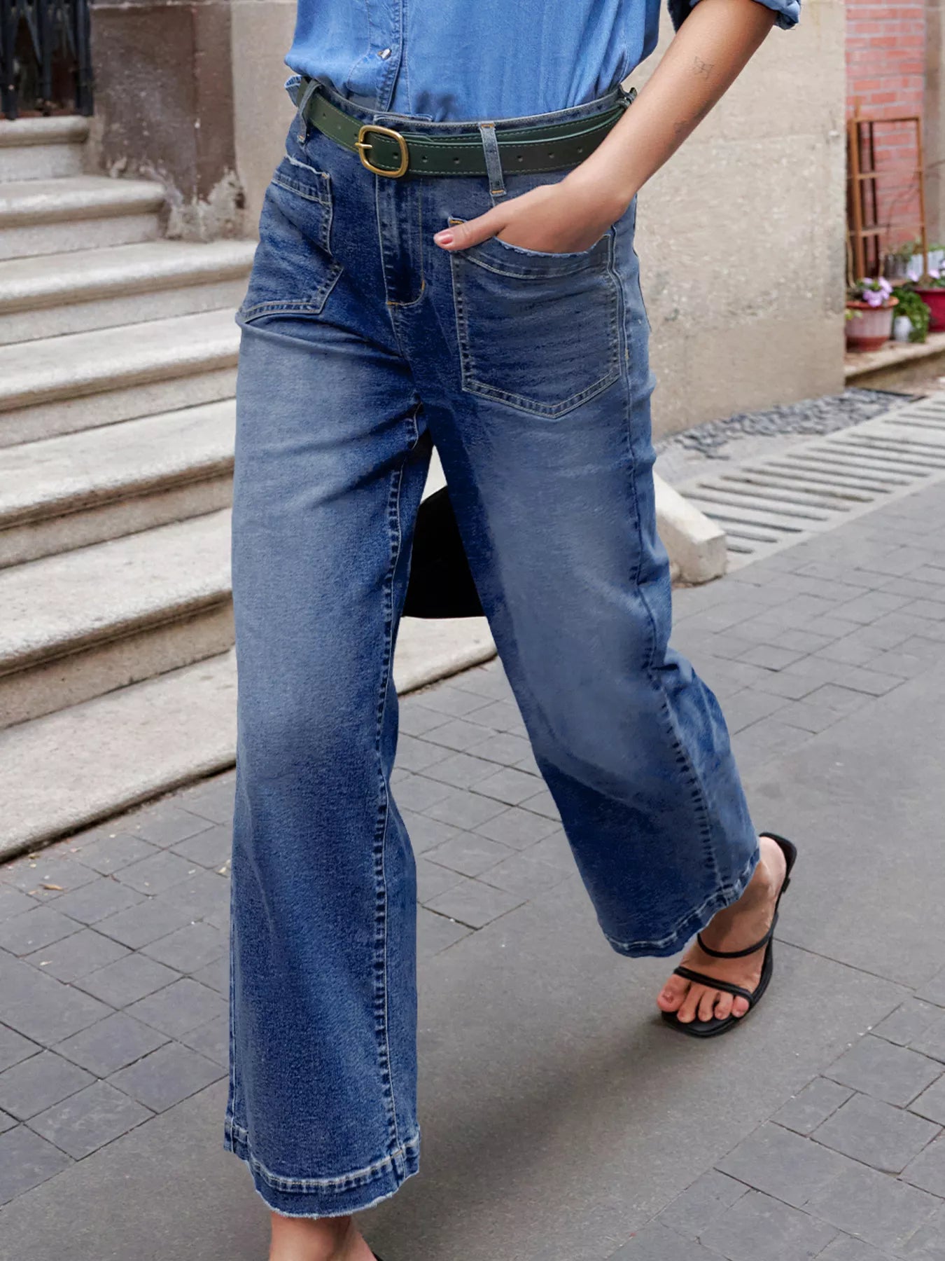 Patch Pocket Shift Jeans - cas7m