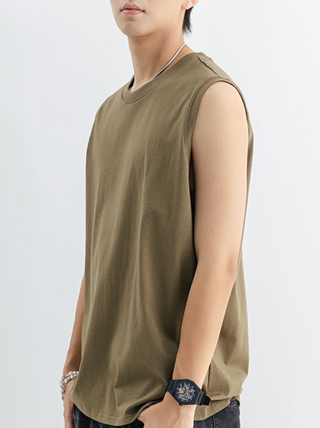 Men's Plus Size Round Neck Tank - cas7m