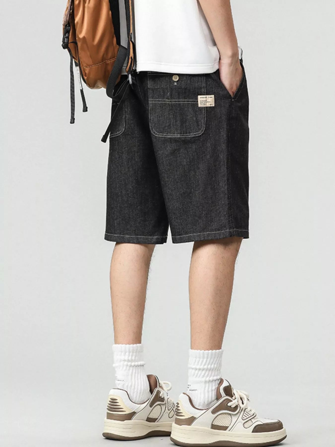 Men's Plus Size Drawstring Denim Shorts - cas7m