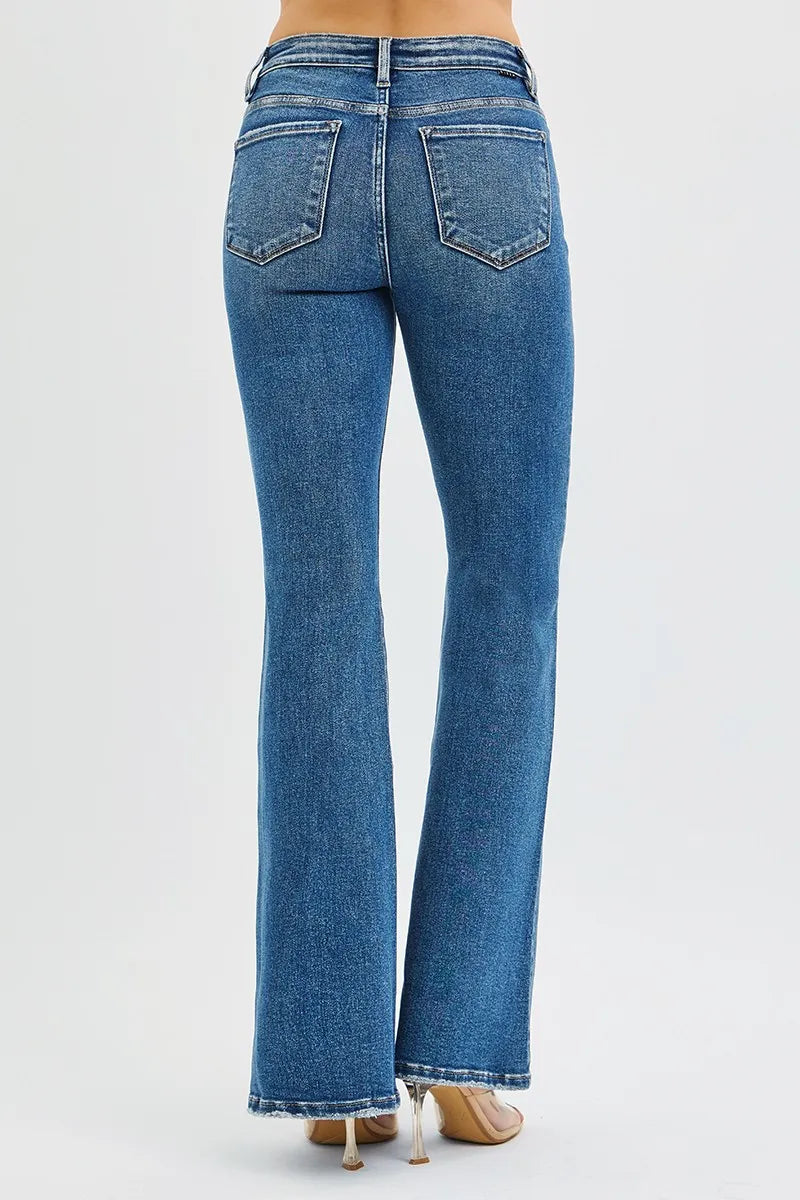 RISEN Full Size Tummy Control High Rise Flare Jeans Plus Size - cas7m