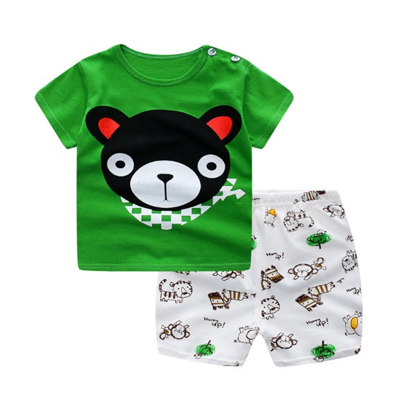 Cartoon Clothing Baby Boy Summer Clothes T-shirt Baby Girl Casual Clothing Sets - cas7m