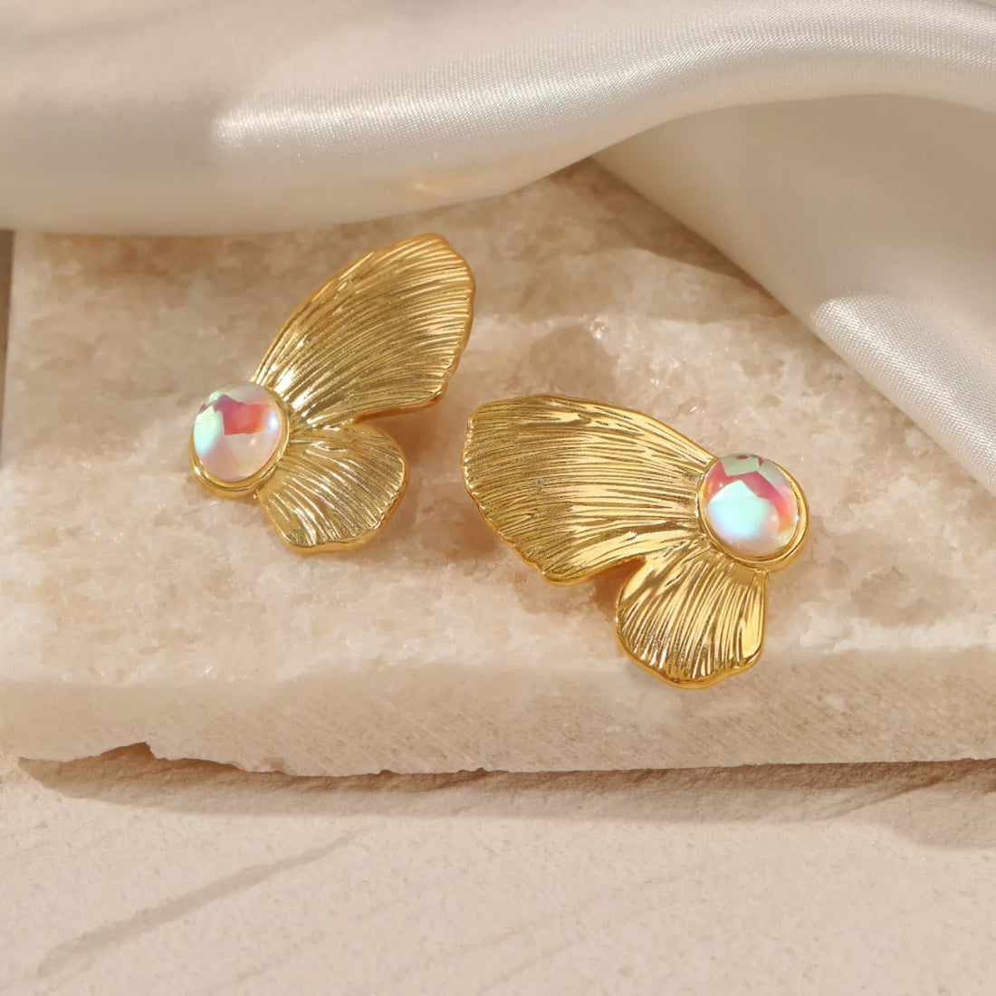 18K Gold-Plated  Butterfly Wing Earrings - cas7m