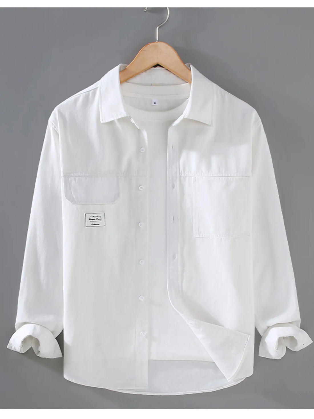 Men's Plus Size Button Up Long Sleeve Shirt - cas7m