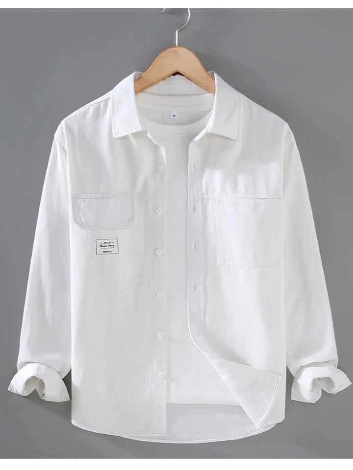 Men's Plus Size Button Up Long Sleeve Shirt - cas7m