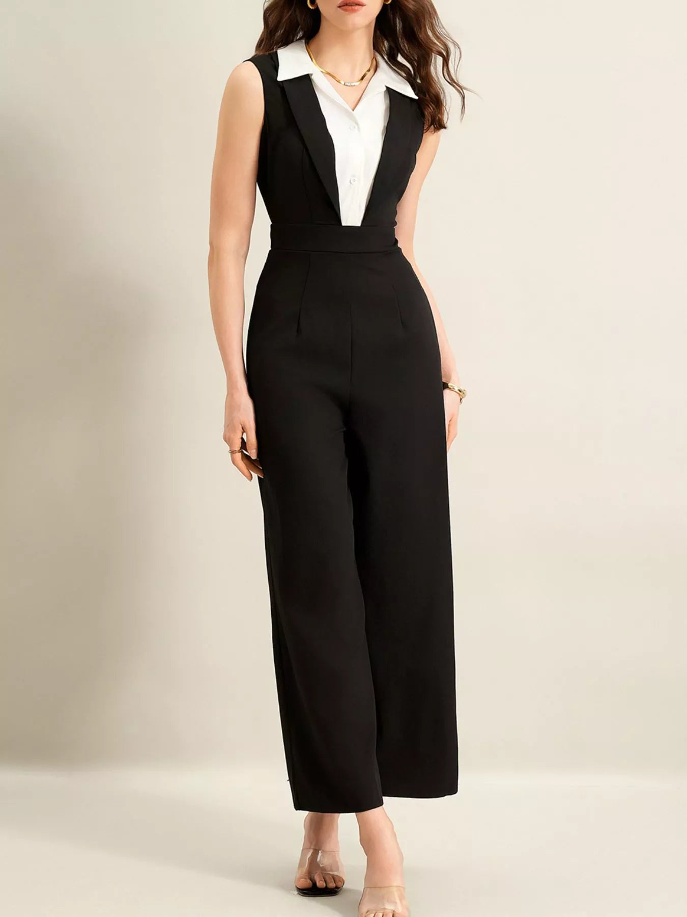 Sleeveless Wide Leg Jumpsuit - cas7m