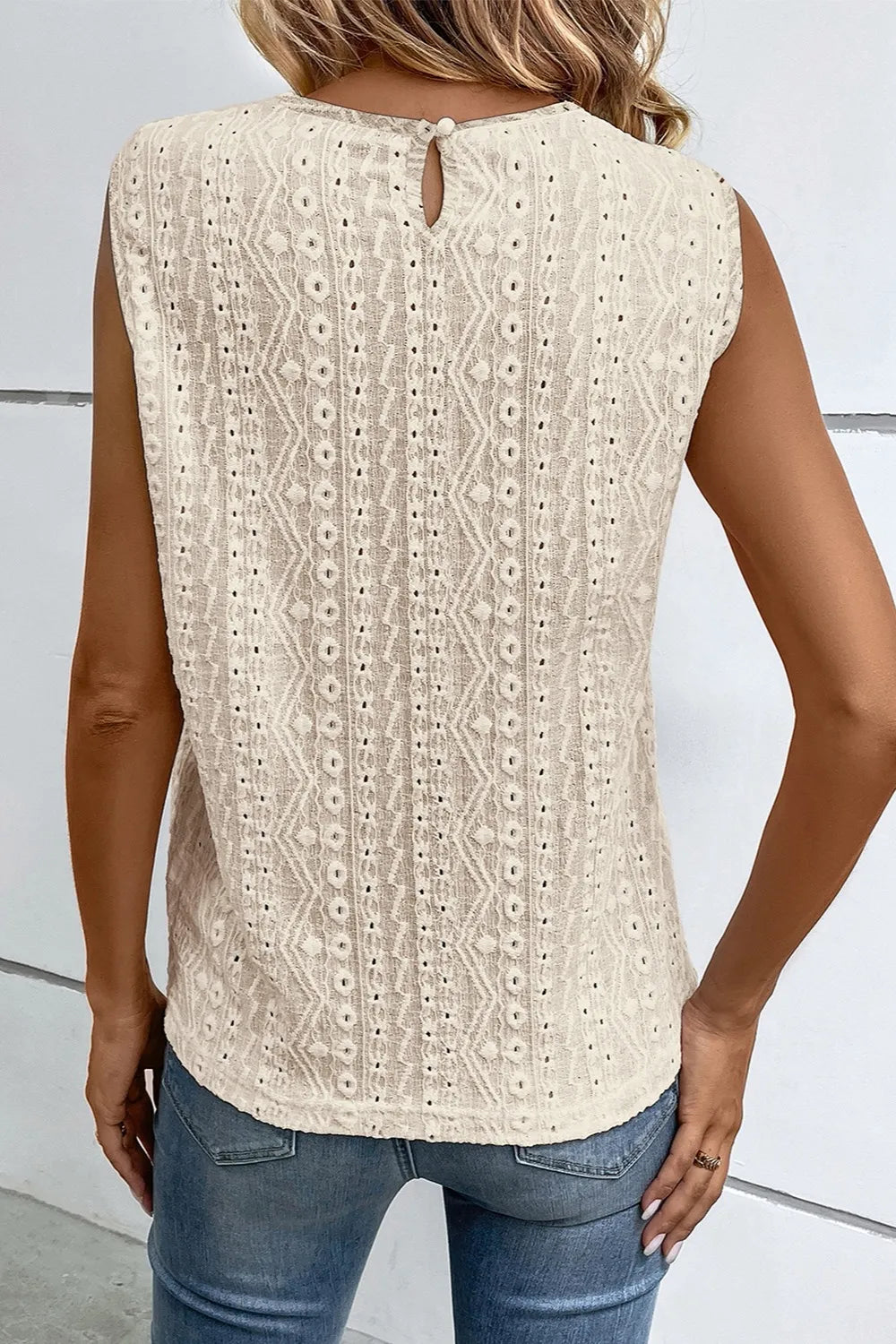 Lace Detail Eyelet Tank - cas7m