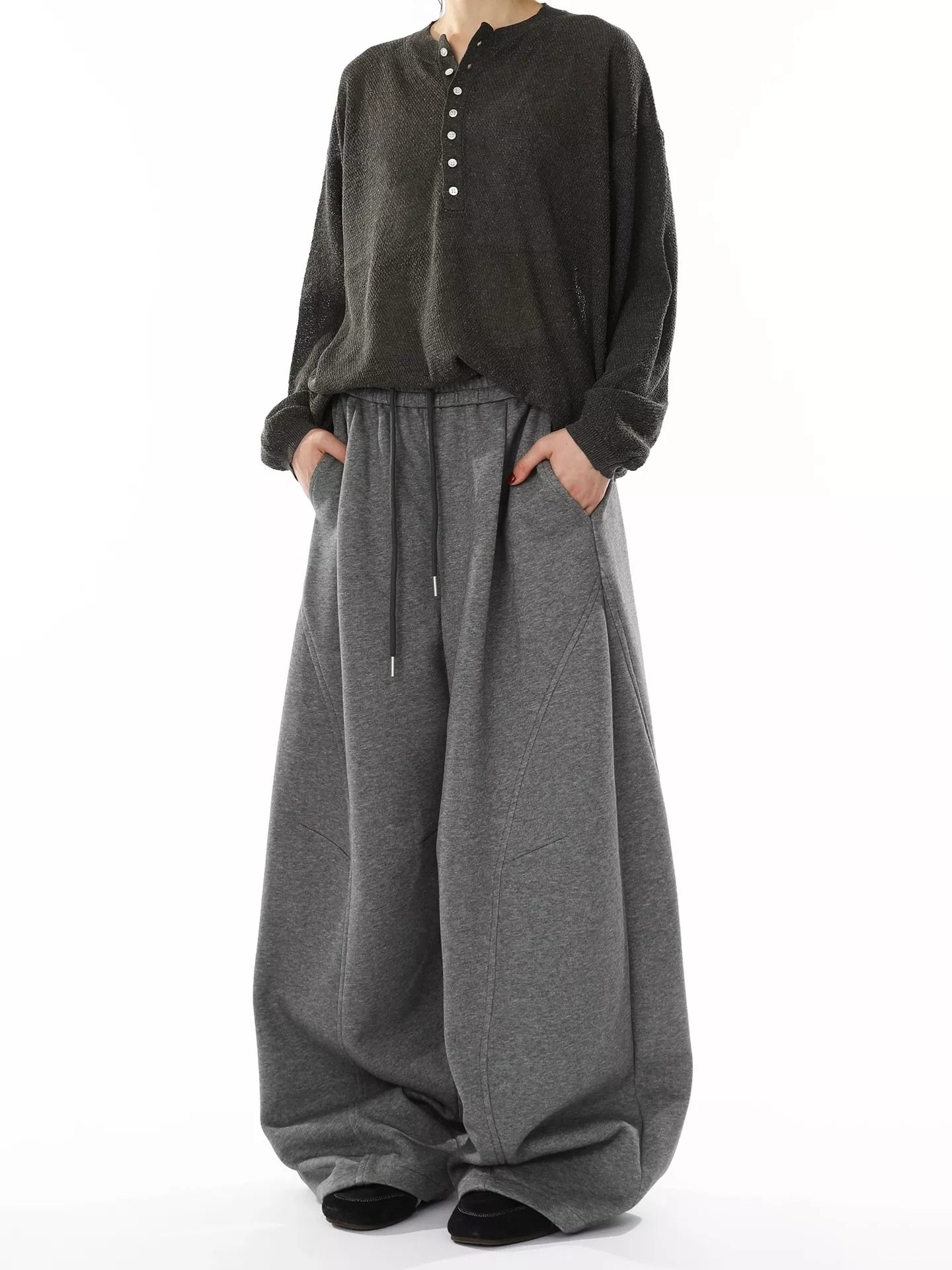 Men's Wide Leg Drawstring Pants - cas7m