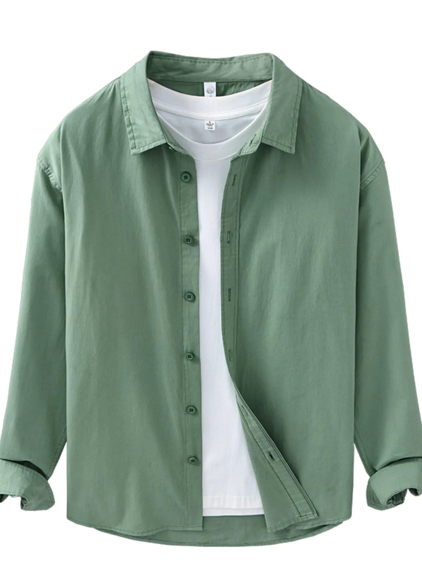 Men's Plus Size Button Up Long Sleeve Shirt - cas7m